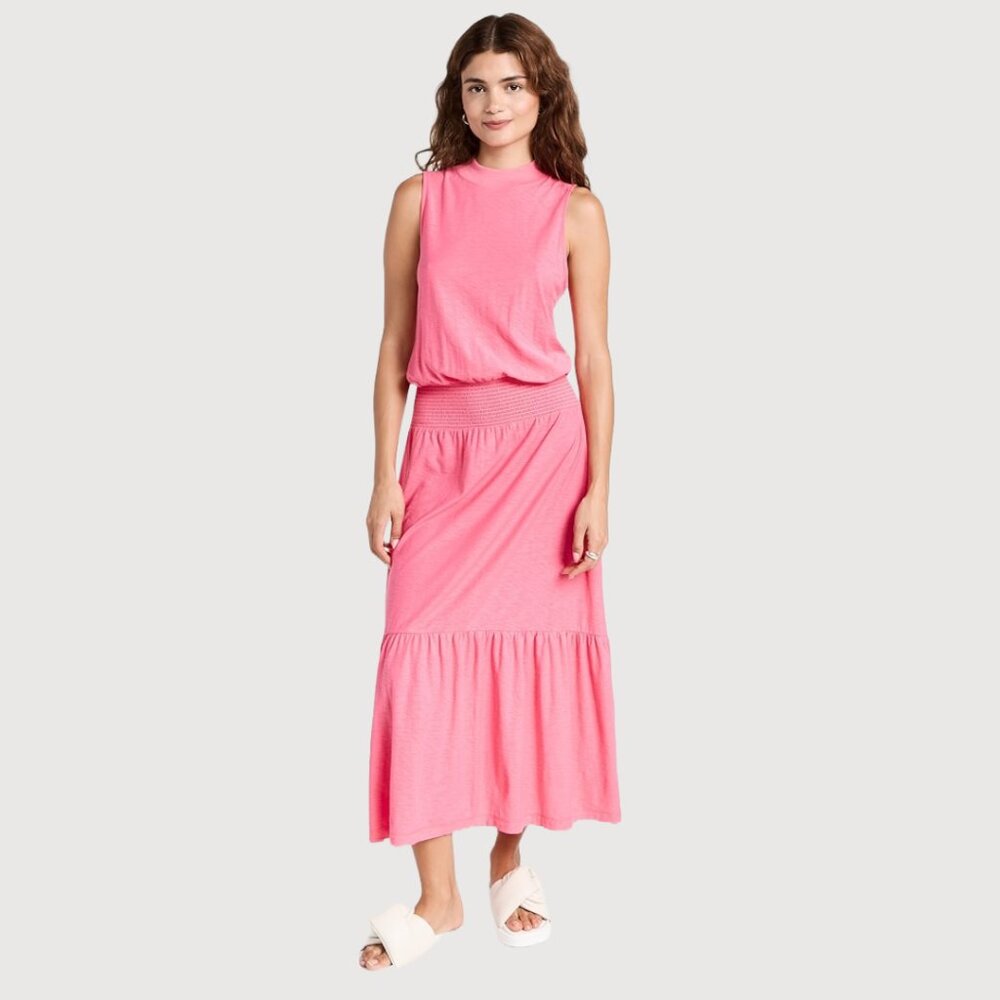 Nation LTD Barret 90s Midi Dress in Pink Party Minimalist Preppy Lounge Resort